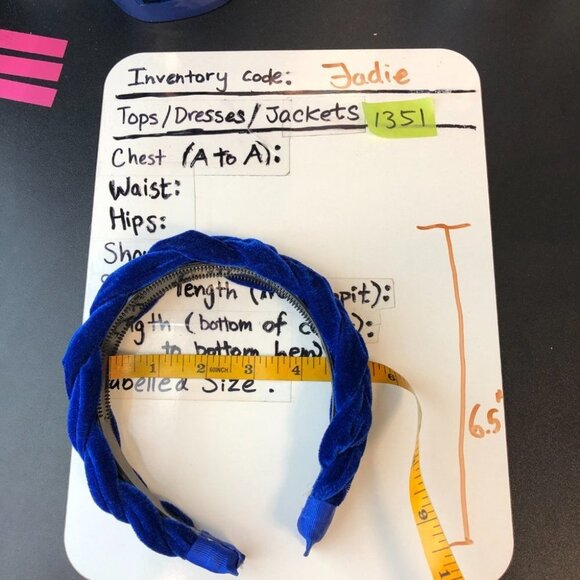Dark Cobalt Blue Velvet Braided Headband - Picture 11 of 11
